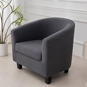 2 Piece Club Chair Slipcover Stretch Barrel Chair Covers Solid Tub Chair Slipcovers Soft Armchair Covers Removable Furniture Protector Arm Chair Cover for Livi