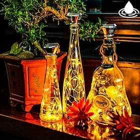 Solar-Licht für Weinflaschen, Korken, Diamant, 20 LEDs, Kupferdraht, für den Außenbereich, wasserdicht, Märchen-Lichterkette, Garten, Hochzeit, Hofdekoration,