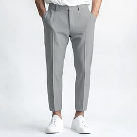 Uomo Cotone Lino Pantaloni Eleganti Casual Formale Blu Nero Bianco Tinta unica Vestibilità standard Lungo Inelastico