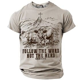 Men's Christian T Shirt Short Sleeve T shirt 3D Print Crew Neck Shirt Fashion Daily Casual Street Casual Daily Light Blue Green Khaki Summer Spring All Seasons