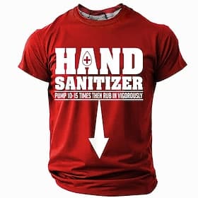 Men's Funny Hand Sanitizer Adult Humor Graphic T-Shirt with Pump Vigorously Pun