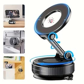 Universal Full Mobile Phone Mechanical Vacuum Suction Cup 360 Rotating Strong Magnetic Adsorption Bracket Universal Bracket with Vacuum Suction Cup for Navigat