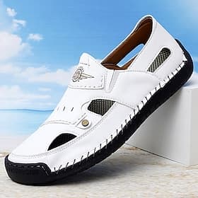 Weiße Herren-Sandalen zum Reinschlüpfen – atmungsaktive Outdoor-Sommerschuhe für Strand, Urlaub und Alltag