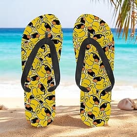 Men's Duck Printed Flip Flops – Fun Casual Style for Beach Walks, Outdoor Summer Parties Poolside Lounging