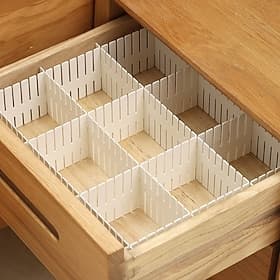 Lot de 12 séparateurs de tiroir réglables, inserts de séparation de tiroir en plastique, bacs de rangement de tiroir personnalisables pour chaussettes, sous-vê