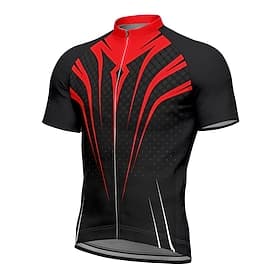 Herren Radtrikot Grafik Geometrisch Kurzarm Fahhrad T-Shirt Oberteil mit 3 Gesäßtaschen UV-beständig Schnelltrocknend Frontreißverschluss Reflektierende Streif