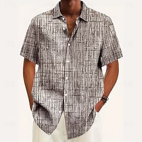 Homme Géométrique Grille / Carreaux Chemise Chemise Décontractée Chemise Boutonnée Manche Courte Mode Décontractée Vêtements de rue Vacances Fête Été Col Rabat