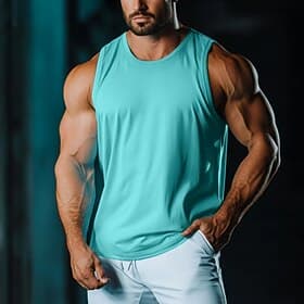 Voor heren Singlet Hesje Onderhemd Mouwloos shirt Mouwloos Ronde hals Zomer Effen Modieus Klassiek Casual Netstof Casual Sportschool Straat Wit Top T-shirt voo