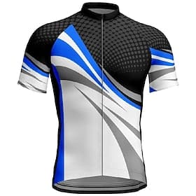 Herren Radtrikot Geometrisch Kurzarm Fahhrad T-Shirt Trikot mit 3 Gesäßtaschen Mountainbike MTB Schnelltrocknend Anatomisches Design Feuchtigkeitsableitend Atm