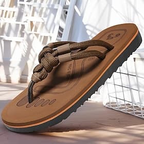 Braune Flip-Flops im Seil-Stil für Herren mit gepolsterter Sohle – Sommersandalen im Boho-Stil für Küstenspaziergänge, Strände und den lässigen Alltagsgebrauch