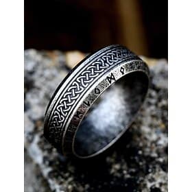 Bague viking en acier inoxydable pour homme avec runes nordiques et motif de nœud celtique, bracelet de style nordique vintage pour motards et cosplay