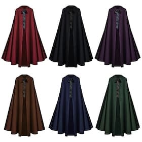 Retro Vintage Mittelalterlich 17. Jahrhundert Umhang Kostüm Herren Damen Halloween Maskerade Leistung Party Erwachsene Umhang