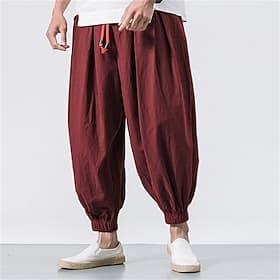 Per uomo Joggers Pantaloni di Lino Pantaloni Pantaloni boho Pantaloni Estivi Coulisse Elastico in vita Cavallo basso Semplice Quotidiano Abbigliamento casual a