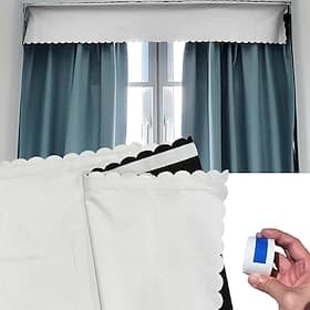 Top of Curtain Light Blocker, Light Blocking Curtains Toppers Velcro Portable Blackout for Window, Easy to Cut and Install Without Turning Holes