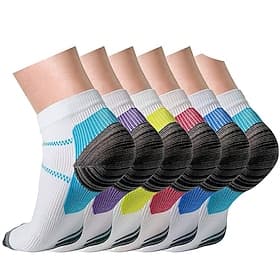 5 Pairs Short Compression Socks for Men and Women, Arch Support Ankle Running Socks, Elastic Sports Fascia Support for Gym, Training, Cycling