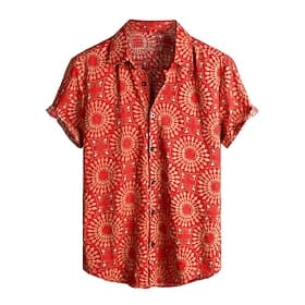Retro Vintage Boho 1970er Hemd Hawaiihemden Hippie Stammes Ethnisch Afrikanisches Muster Kostüm Herren Halloween Karneval Musikfestival Strandurlaub Retro-Mott