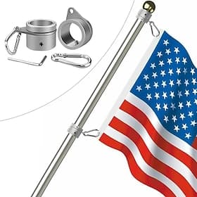 Flag Pole Rings, Aluminum Alloy Flagpole Rings 360°Rotating Anti Wrap Mounting Ring, Spinning Clips with Carabiner for 0.75-1.02 Inch Diameter Pack of 2