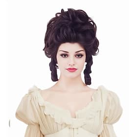 Kurze wellige braune Perücke große Bouffant-Bienenkorb-Perücken für Frauen passt zu 70er-80er Kostümen oder Vintage-Cosplay-Party