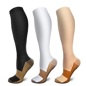 5 paar compressiekousen voor mannen en vrouwen, anti-vermoeidheidsondersteunende sokken met kopervezels, stimuleer de bloedsomloop bij buitensporten, verlichti
