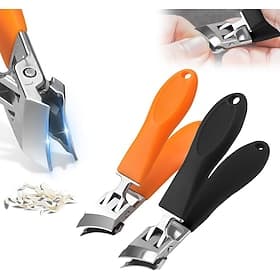 2pcs Wide Jaw Opening Anti-Splash Slanted Nail Clipper for Ingrown Nails Thick Toenails Long Handle No Splash Nail Trimmer Toenail Clippers for Women and Men (