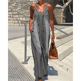 vestido largo de mujer vestido maxi vestido boho vestido de verano vestido lencero moda vintage fiesta al aire libre vacaciones corte regular degradado sin man