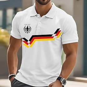 Herren Grafik Polo Kurzarm Polo-Shirts Hemden mit Kragen Lässig Schule Outdoor Alltagskleidung 3D-Druck Sommer Weiß Blau Grün