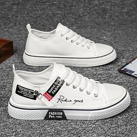 Herren Sneaker Spaziergang Lässig Täglich Segeltuch Bequem Rutschfest Schnürung Weiß Sommer Frühling Herbst