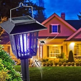 Solar-Insektenvernichter, wasserdicht, Mückenvernichter für den Außenbereich, mit Beleuchtung, Abwehrlampe für den Innen- und Außenbereich, Gartenterrasse, vio