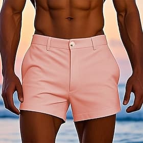 Men's Dress Shorts Work Shorts Golf Shorts Pocket Plain Comfort Breathable Short Outdoor Business Sports Casual White Yellow