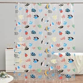 Clear Shower Curtain Tropical Fish,180x200cm 70x79 Waterproof Lightweight Fish Shower Curtain Liner,PEVA Long Fashion Bath Shower Curtains with 12 Grommets Hoo