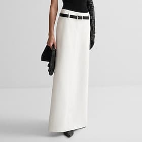 Women's Fashion Maxi Mid Rise Skirts Plain Split Ends Micro-elastic Vacation Street White Summer