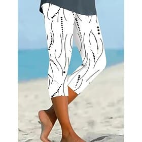 Women's Capri Pants Leggings Vacation Vintage Fashion Calf-Length High Waist Graphic Polka Dot Striped Printing Soft Breathable Stretchy Daily Outdoor Vacation