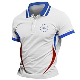 4 juillet 2026, 250e anniversaire Jour de l'Indépendance Homme Drapeau Américain Polo Manches courtes Col Polo Décontracté Quotidien Athleisure Festival Bouton