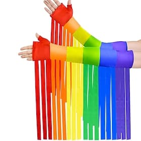 Regnbue LHBTQ Hansker arm Warmers Ermer Frynser Herre Dame Voksne Nattklubb Pride-parade Pride måned Halloween Karneval Enkelt karnevalskostyme