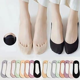4 Paia di Calze Estive a Righe Anti-Scivolo con Tallone Invisible
