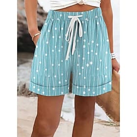 Mujer Chinos Pantalón corto Vacaciones Vintage Casual Corto Media cintura Graphic A Rayas Correa Cintura elástica Diario Vacaciones Violeta Rojo rubí Verde Tré
