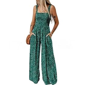 Dames Normaal Jumpsuit Casual Bloemig Mouwloos U-hals Afdrukken Straat Dagelijks Normale pasvorm Blozend Roze blauw Groen Zomer