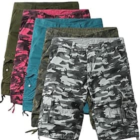 Herren Bermudashorts Cargo-Shorts Outdoor Shorts Wander-Shorts Mehrere Taschen Gerader Schnitt Tarnung tragbar Feuchtigkeitsableitend Knielang Lässig Outdoor C