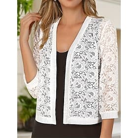 Wrap élégant de protection solaire pour femmes manches longues en dentelle wraps pour mariage avec couleur unie pour l'été