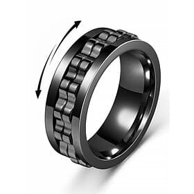 Bague rotative en acier inoxydable pour homme - options de couleurs noir, argent et or avec design en chaîne pour soulager le stress et porter avec style au qu