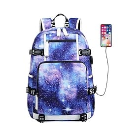 Wasserdichter Schulrucksack für Kinder mit Galaxie-Print und USB-Ladeanschluss – robuster, leichter Schülerrucksack für Jungen und Mädchen, perfekt für den Sch