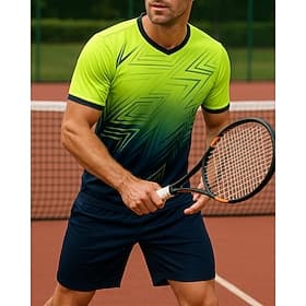Hombre Graphic Conjunto deportivo Camisas y pantalones cortos Juego de tenis 2 Mangas cortas Reductor del Sudor Dispersor de humedad Transpirable Tenis Golf pe