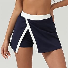 Femmes Patchwork Jupe décontractée Jupes de tennis Jupes de tennis avec shorts Reliure contrastée Fendu Séchage Rapide Respirant Tennis Le golf Pickleball Noir