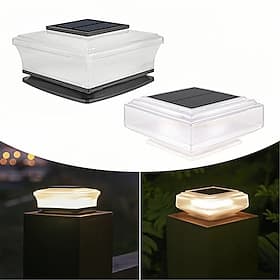 Lot de 30 lampadaires solaires pour portail, abat-jour transparent et étanche, lumière chaude, carré, pour extérieur, idéal pour un jardin, une terrasse, une c