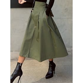 Women's Fashion Casual Maxi High Waist Skirts Plain Pocket Micro-elastic Daily Street Black Army Green Khaki Summer