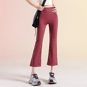 Femmes leggings de pilates Pantalons de sport Leggings de yoga Évasé Léger Pilates Zumba Course Leggings Capri Couleur Unie Noir Blanche Rose Automne Hiver Des