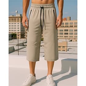Herren Laufen Capri Hosen Laufhosen Elastischer Bund Caprihose Lässig Sport Outdoor Sommer Frühling Leicht Atmungsaktiv Tennis Joggen Laufen Normale Passform