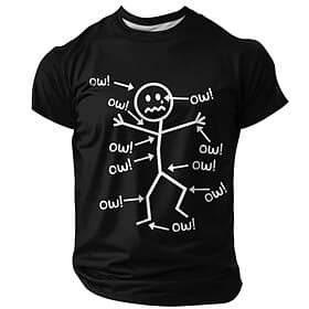 Men's Funny Graphic T-Shirt Ow! Aches Pains Short Sleeve
