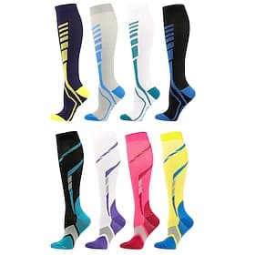 Lot de 3 paires de chaussettes de compression, chaussettes de course multicolores à haute pression pour l'extérieur, chaussettes de performance athlétique pour