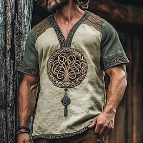 Hombre Camiseta Tee Camisa manga corta Camiseta superior Árbol Vacaciones Calle Verde Trébol Manga Corta Escote en Pico Verano Ropa Étnico y Religioso